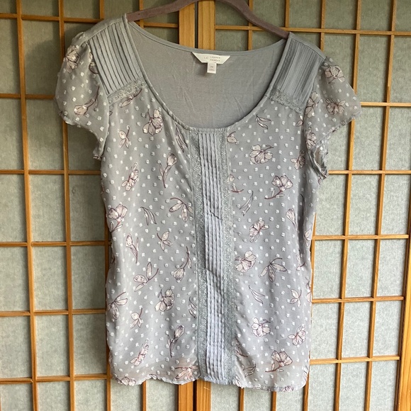 LC Lauren Conrad Tops - Lauren Conrad M Baby Slate Blue Dainty Sheer Top-Fully Lined